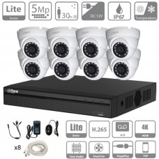 Kit enregistreur 8 caméras dômes 5Mpx vidéo Surveillance DAHUA